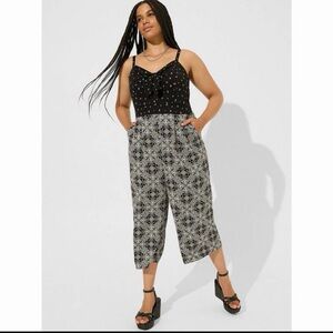 Torrid Tie Front Culotte Jumpsuit - Stretch Challis Black Size 4